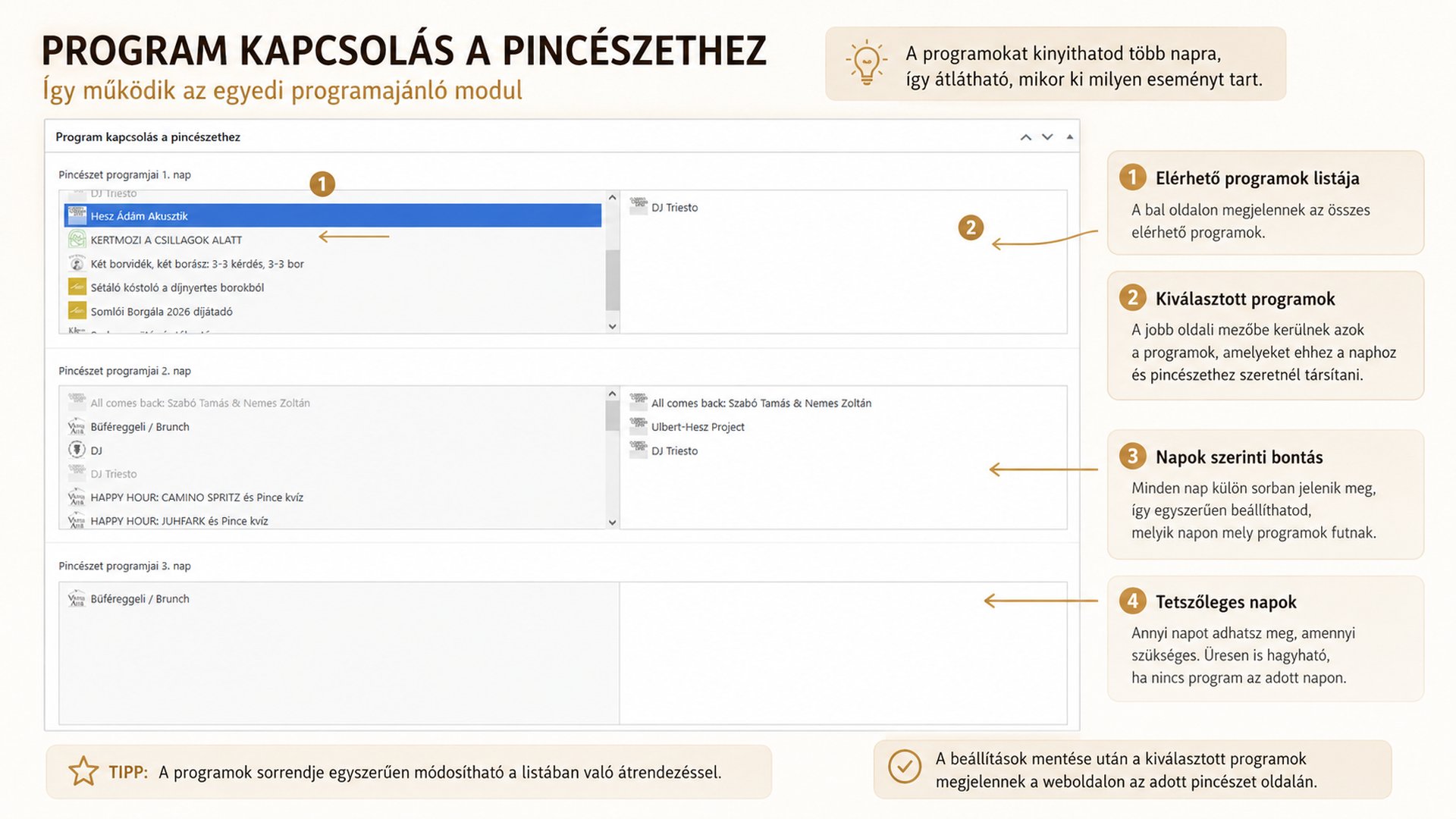 Program kapcsolása helyszínhez